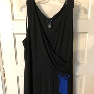 Lane Bryant Faux Wrap Black and Blue Rosette dress